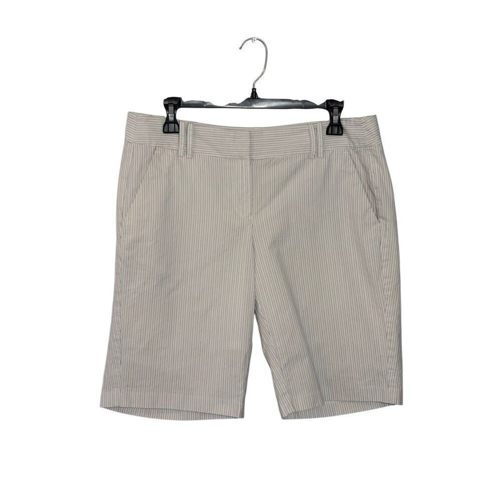 NWOT LOFT cotton lined white pinstriped Bermuda shorts - 8